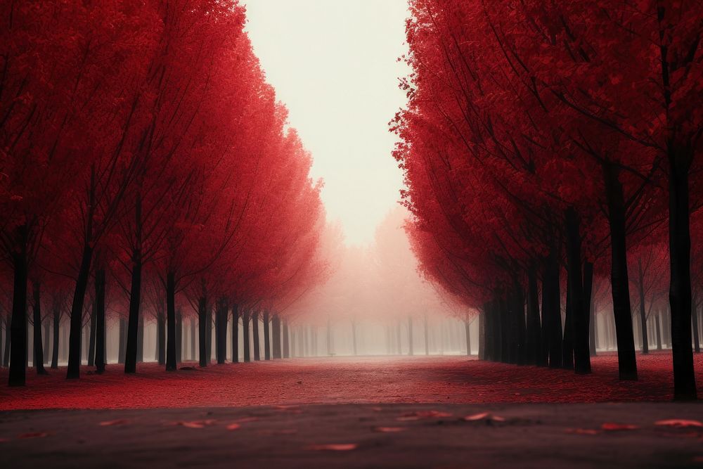 Red fall trees outdoors autumn nature. AI generated Image by rawpixel.