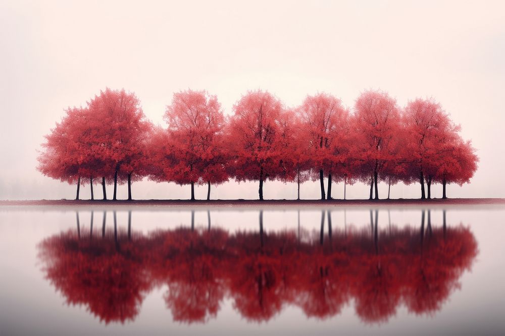 Red fall trees landscape outdoors nature. AI generated Image by rawpixel.