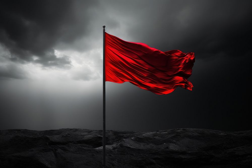 Red flag black monochrome patriotism. AI generated Image by rawpixel.