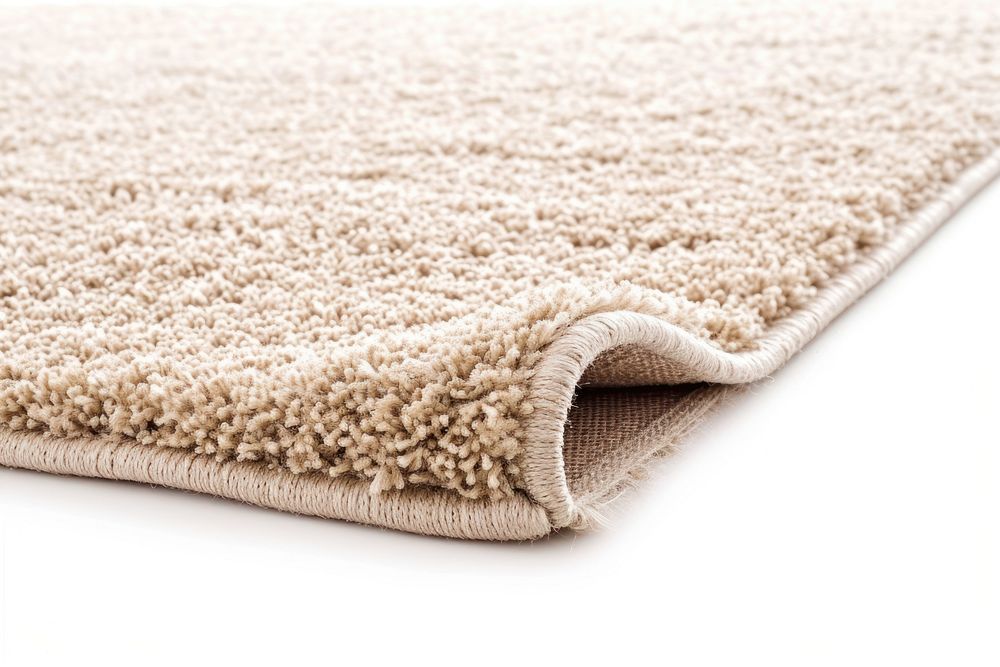 Soft beige carpet rug white background flooring.