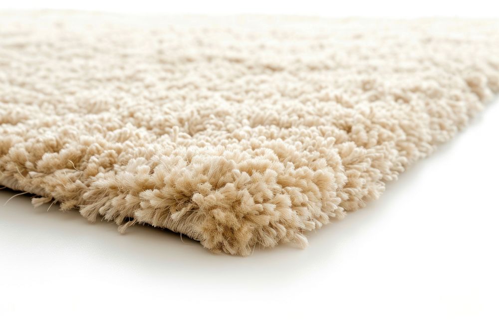 Soft beige carpet backgrounds white rug.