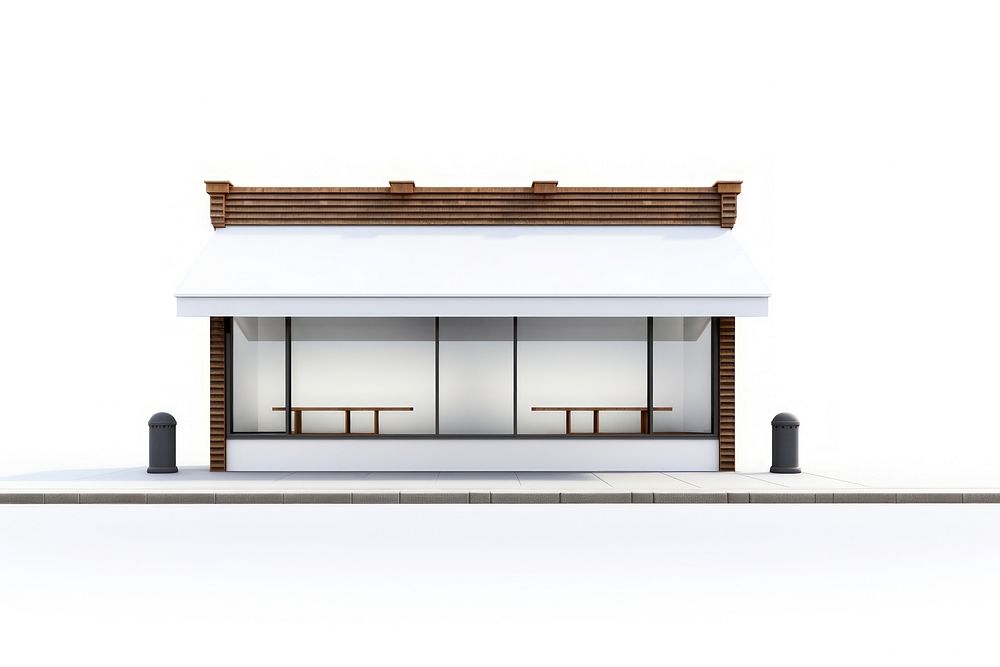 Storefront architecture building white background.