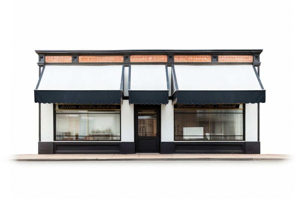Storefront white background architecture building.