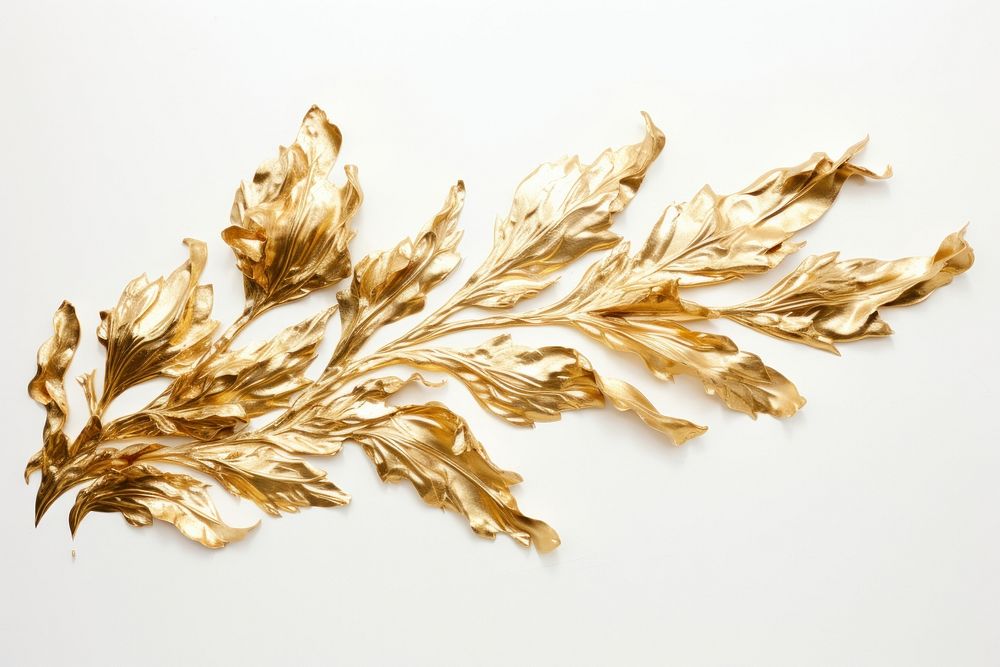 Gold foil jewelry plant leaf. AI generated Image by rawpixel.