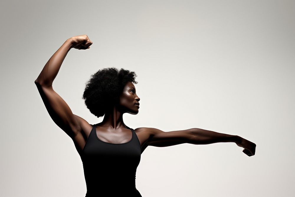 Black fit woman stretching dancing adult. AI generated Image by rawpixel.