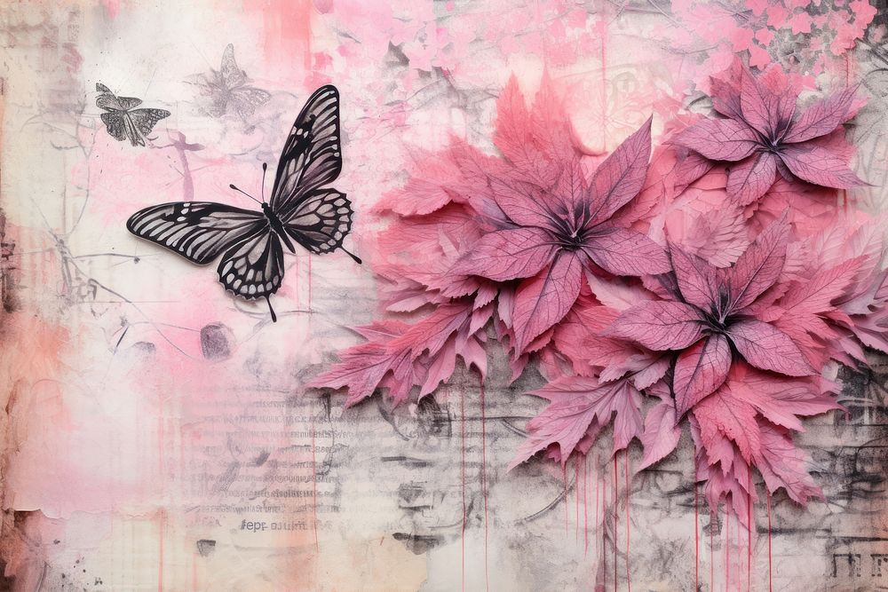 Pink leaf stamps background backgrounds pattern flower.