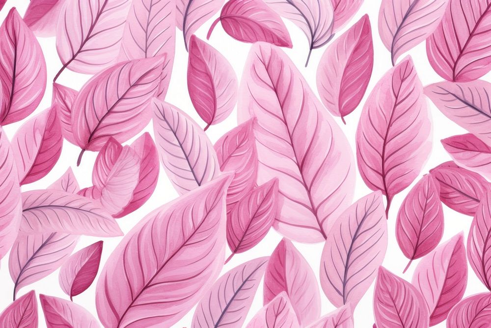 Pink leaf watercolor pattern background backgrounds plant petal.