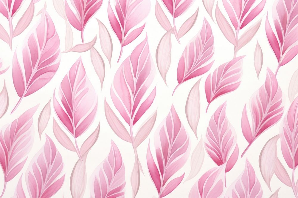 Pink leaf watercolor pattern background backgrounds plant repetition.