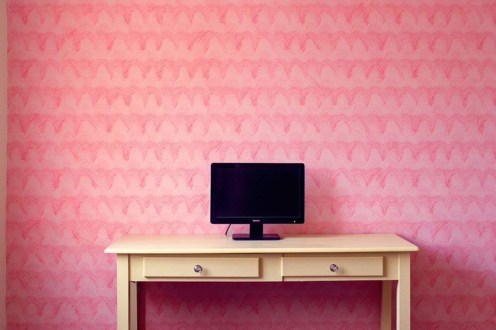 Pink paper wallpaper background furniture table desk.
