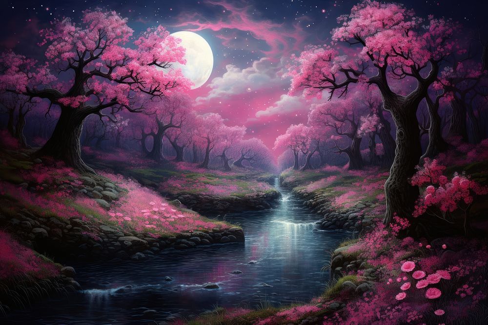 Pink starry night no details landscape outdoors nature.