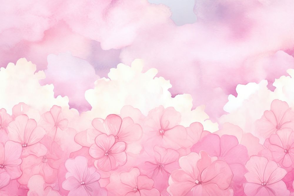 Pink watercolor clouds background backgrounds outdoors blossom.