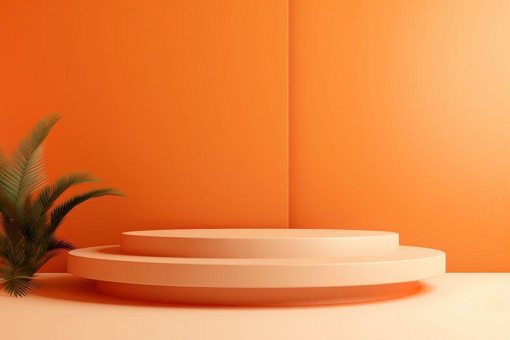 Minimal soft orange color background plant pattern bathing.