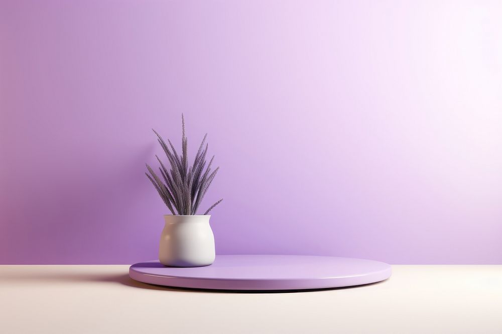 Minimal lavender color background flower plant table.