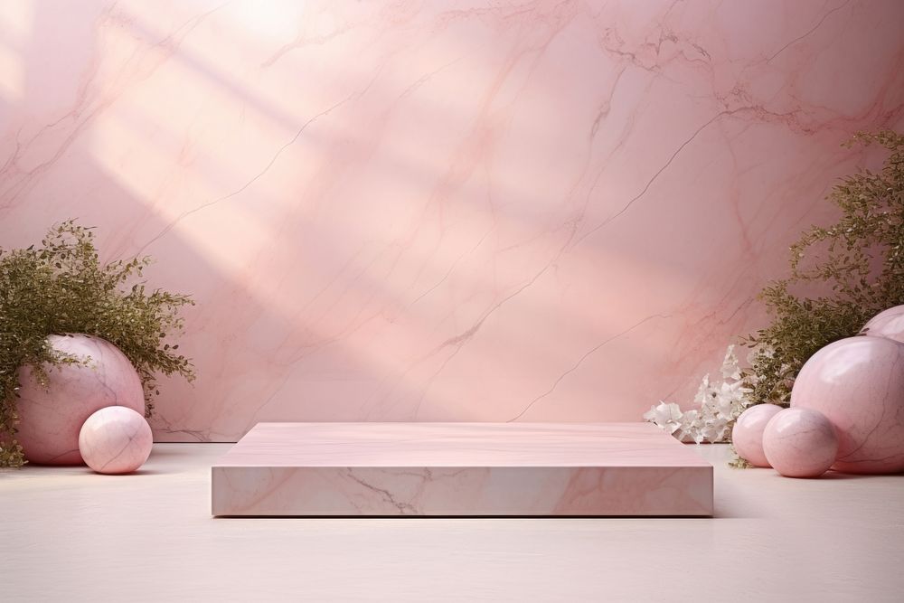 Pink marble background plant pink furniture.