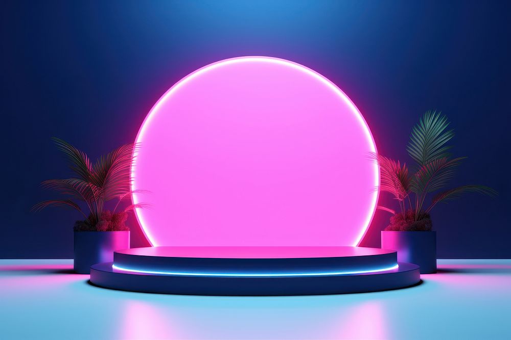 Product podium backdrop lighting sphere purple.