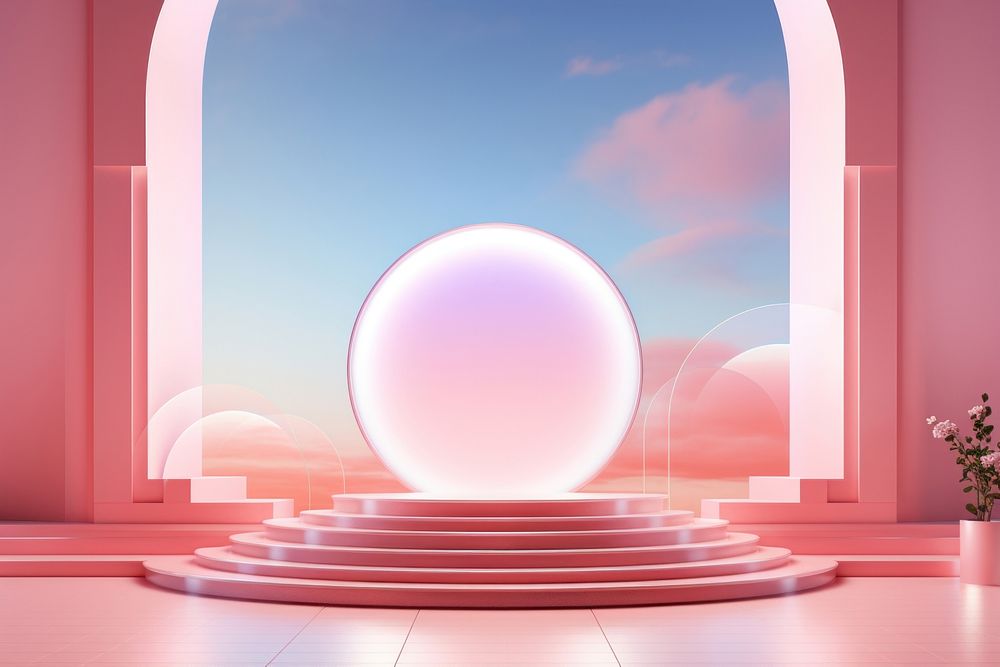 Aesthetic background architecture lighting sphere.
