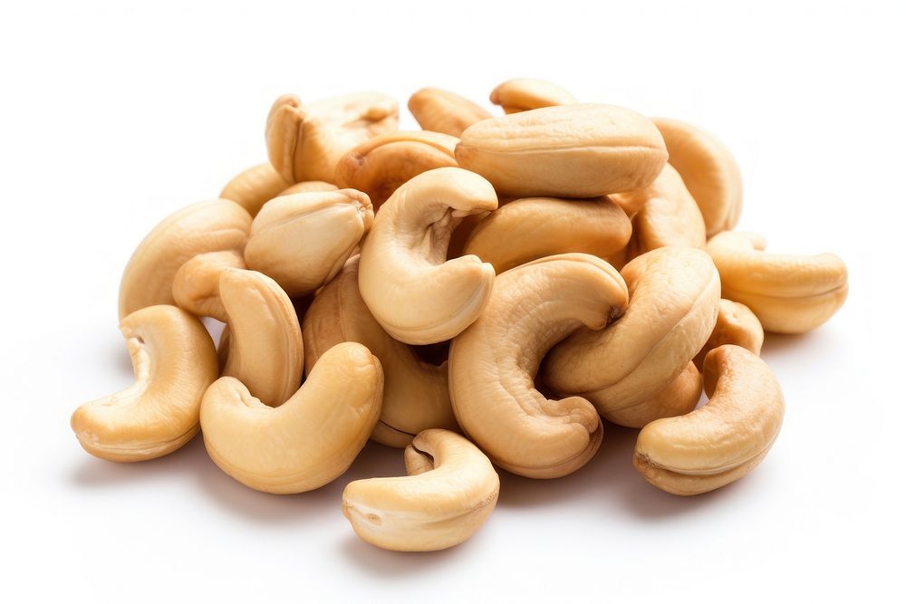 Cashew nuts food white background freshness.