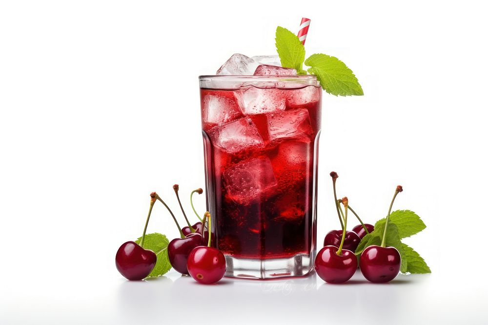 Cherry soda cocktail fruit drink.