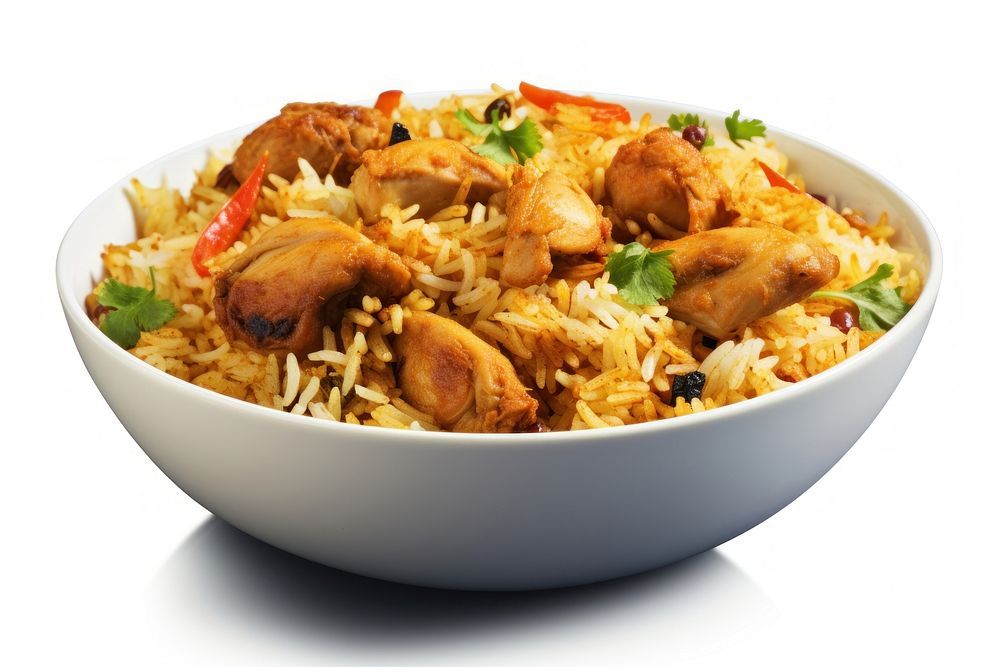Chicken biryani food meal rice.