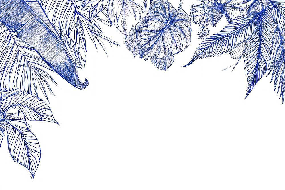 Vintage drawing tropical leaves for png pattern nature sketch.