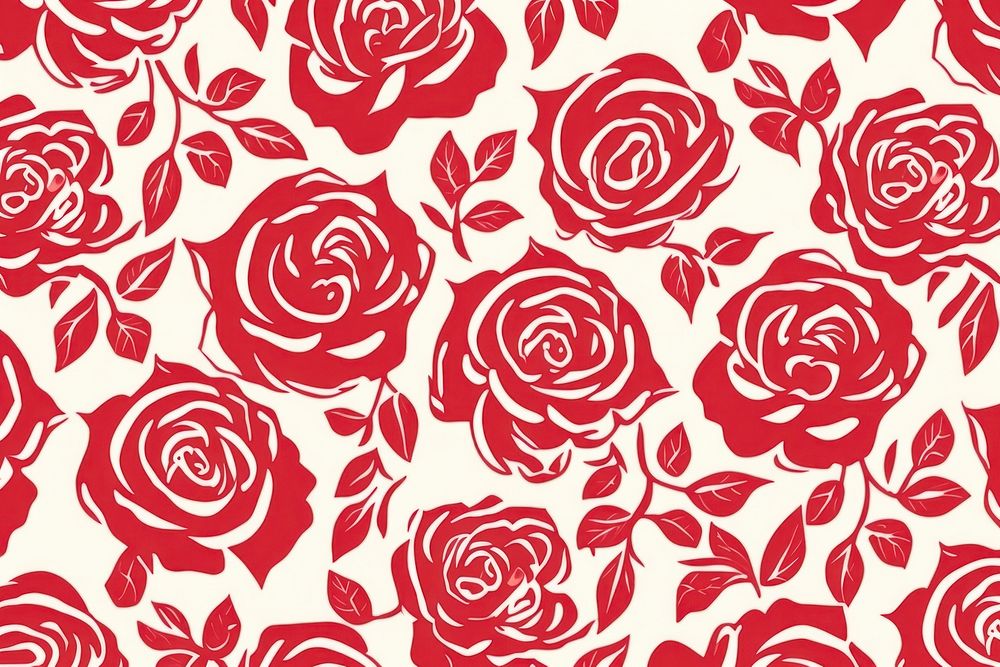  Red roses pattern backgrounds flower. AI generated Image by rawpixel.