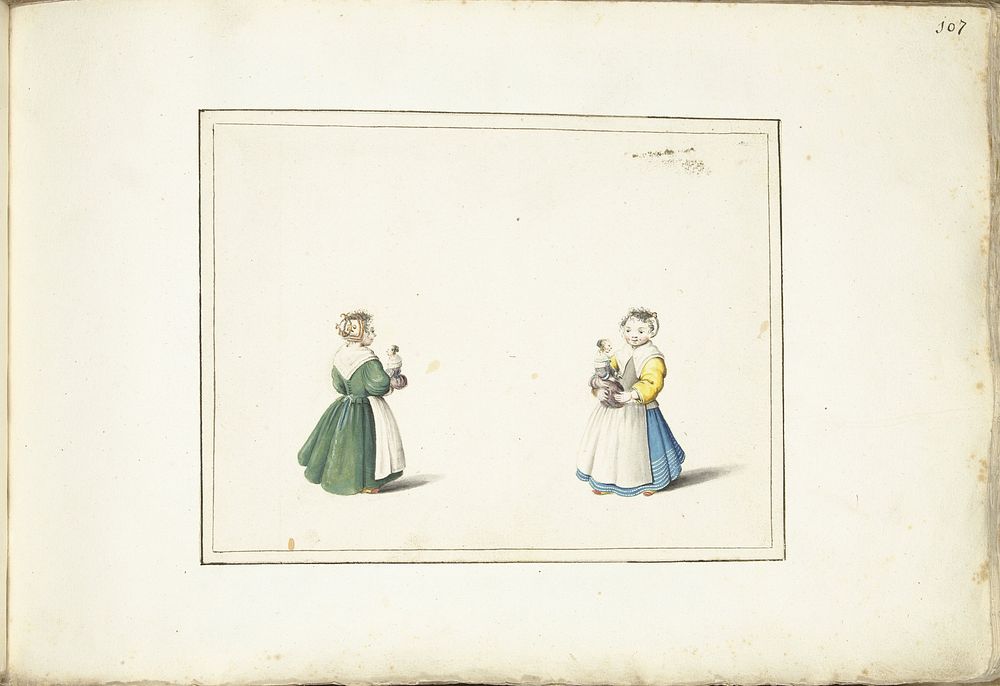 Twee meisjes met een pop (c. 1656) by Gesina ter Borch