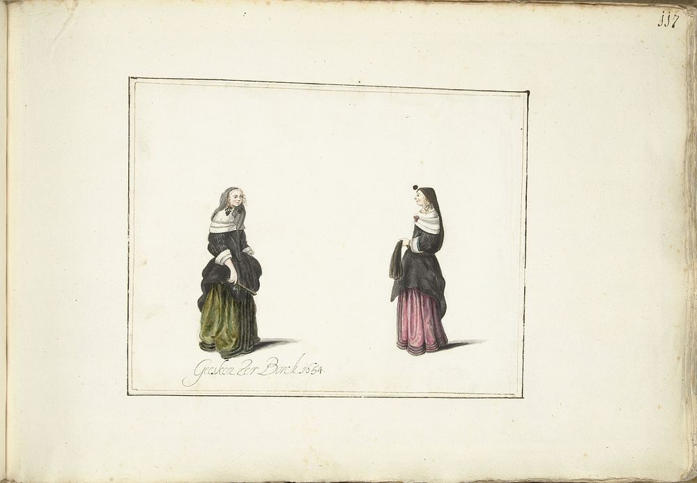 Twee staande vrouwen (1654) by Gesina ter Borch