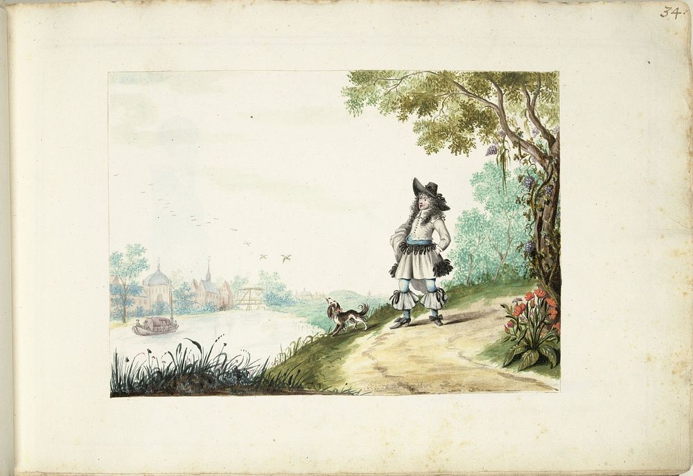 Heer lopend langs een rivier (c. 1661) by Gesina ter Borch
