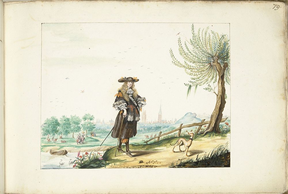 Moses ter Borch op het platteland buiten Zwolle (c. 1667 - c. 1670) by Gesina ter Borch