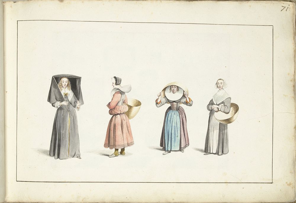 Vier vrouwen in Münsterse kleding (c. 1670) by Gesina ter Borch