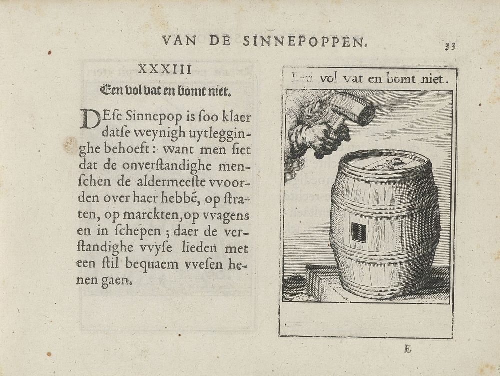 XXXIII Een vat vol en bomt niet (1614) by Roemer Visscher, Claes Jansz Visscher II, Willem Janszoon Blaeu and Staten Generaal