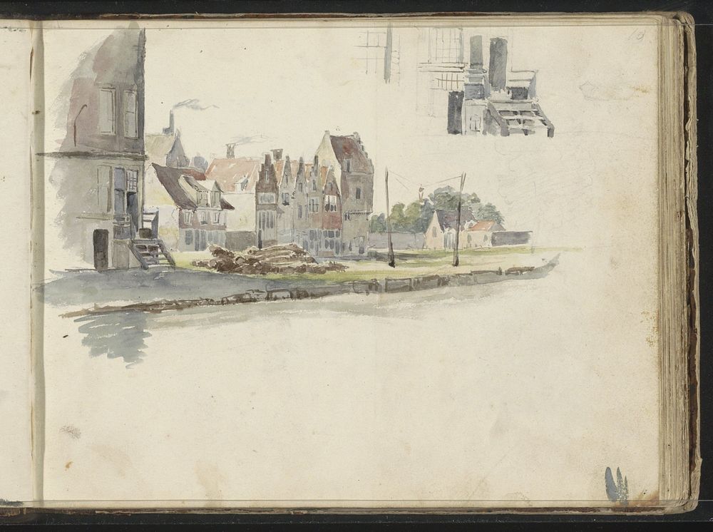 Pakhuizen aan een kade (1822 - 1893) by Willem Troost II