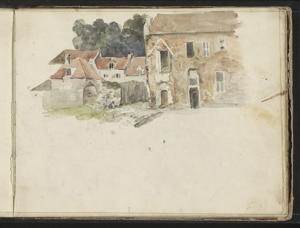 Figuur op een stuk grond tussen de huizen (1822 - 1893) by Willem Troost II