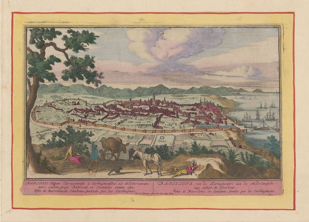 Gezicht op de stad Barcelona (1694 - 1737) by Pieter van den Berge, Pieter van den Berge, Staten van Holland en West…