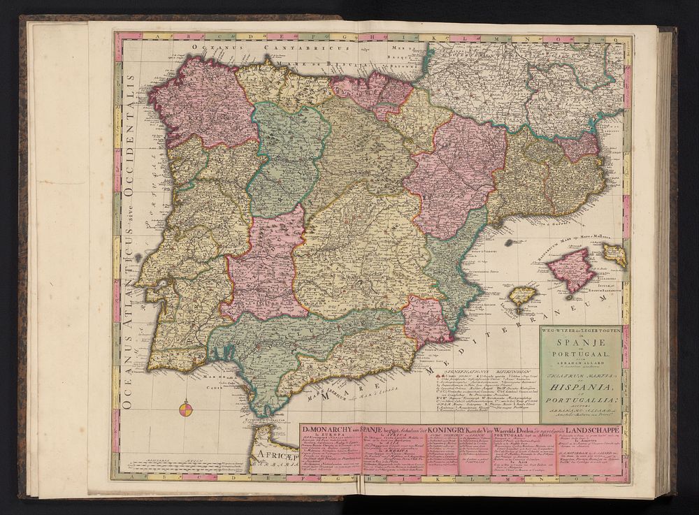 Kaart van Spanje en Portugal (1685 - 1725) by Abraham Allard, Abraham Allard and Anna Beeck