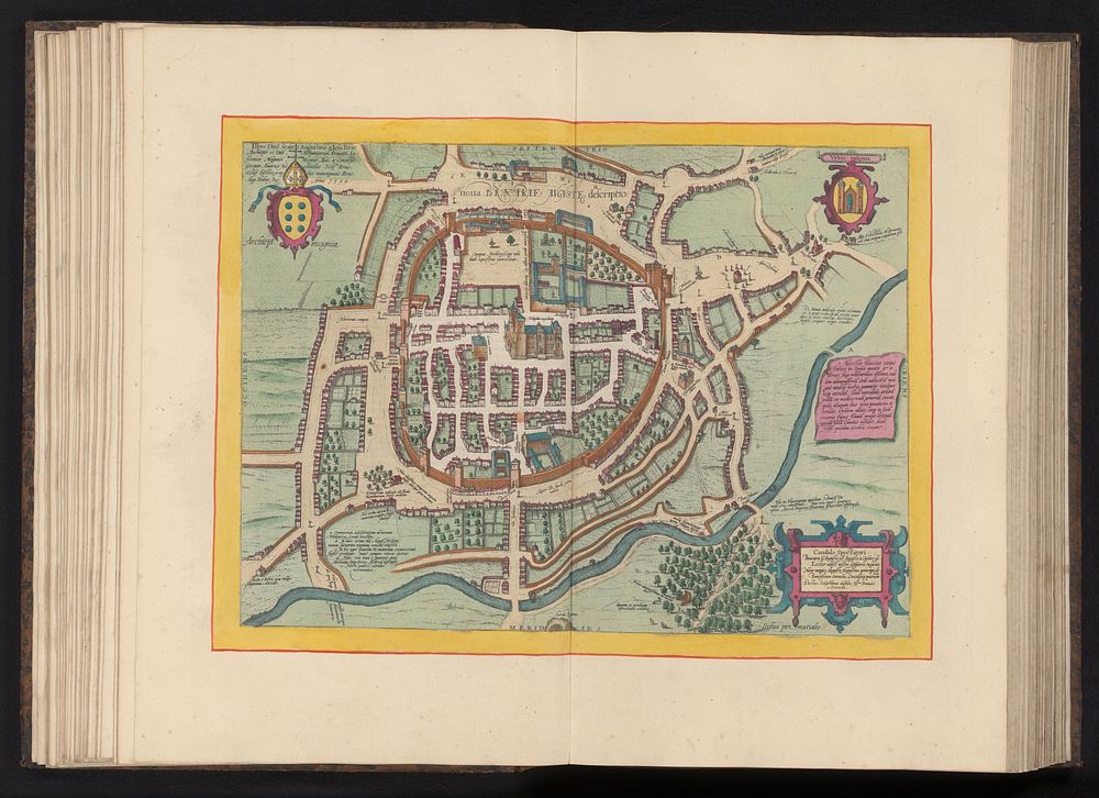 Stad Braga in vogelvluchtperspectief (1596) by Symon Novelanus, Frans Hogenberg and Anna Beeck