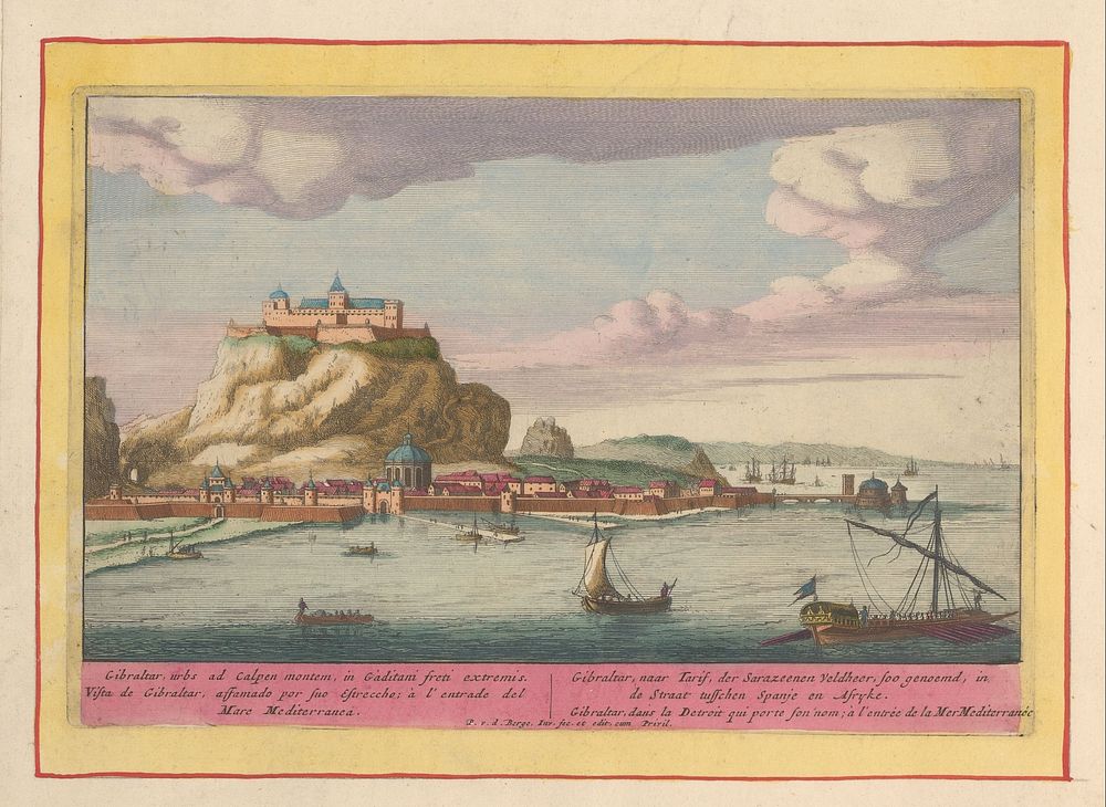 Gezicht op Gibraltar (1694 - 1737) by Pieter van den Berge, Pieter van den Berge, Staten van Holland en West Friesland and…