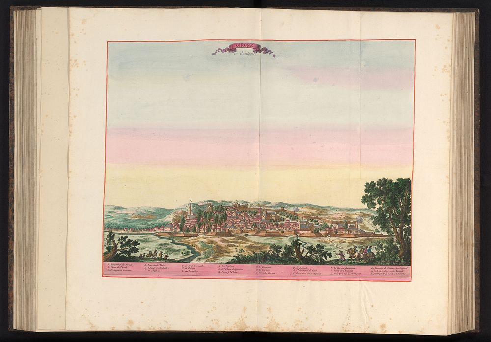 Gezicht op de stad Gerona in Catalonië (1659) by Nicolas Perelle, Sébastien Pontault de Beaulieu and Anna Beeck