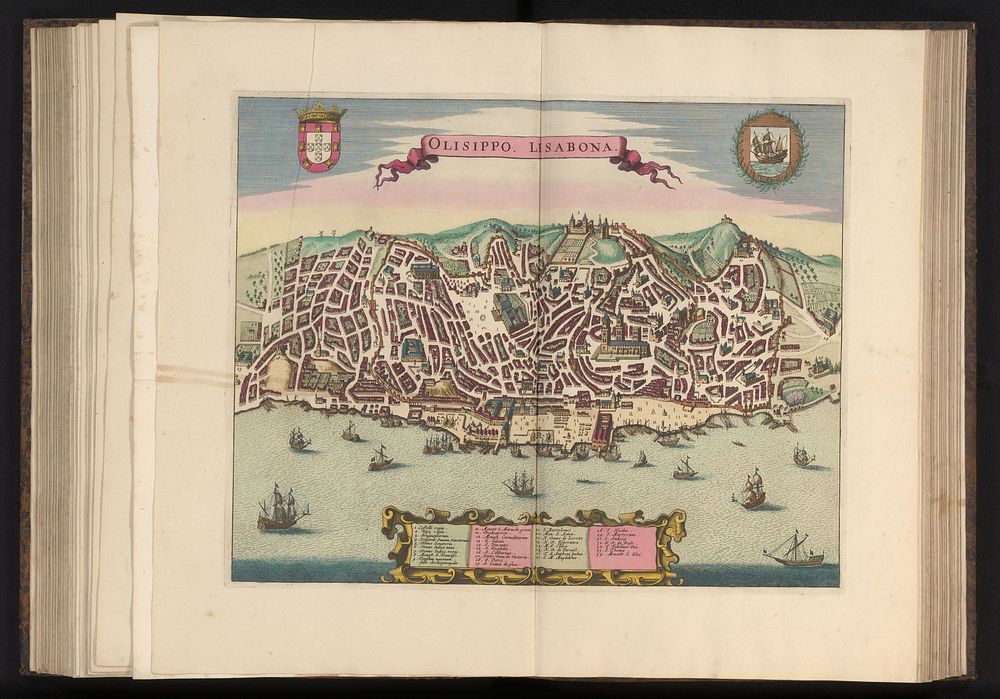 Gezicht op de stad Lissabon (1657) by anonymous, Johannes Janssonius and Anna Beeck