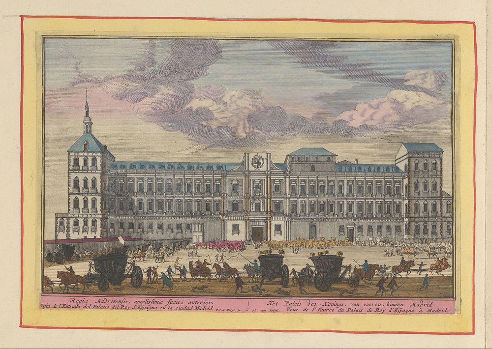 Vooraanzicht van het Koninklijk Paleis te Madrid (1694 - 1737) by Pieter van den Berge, Pieter van den Berge, Staten van…
