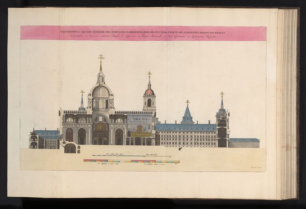 Zijaanzicht van de noordkant van de kerk en het klooster van San Lorenzo en de koninklijke appartementen van het Escorial…