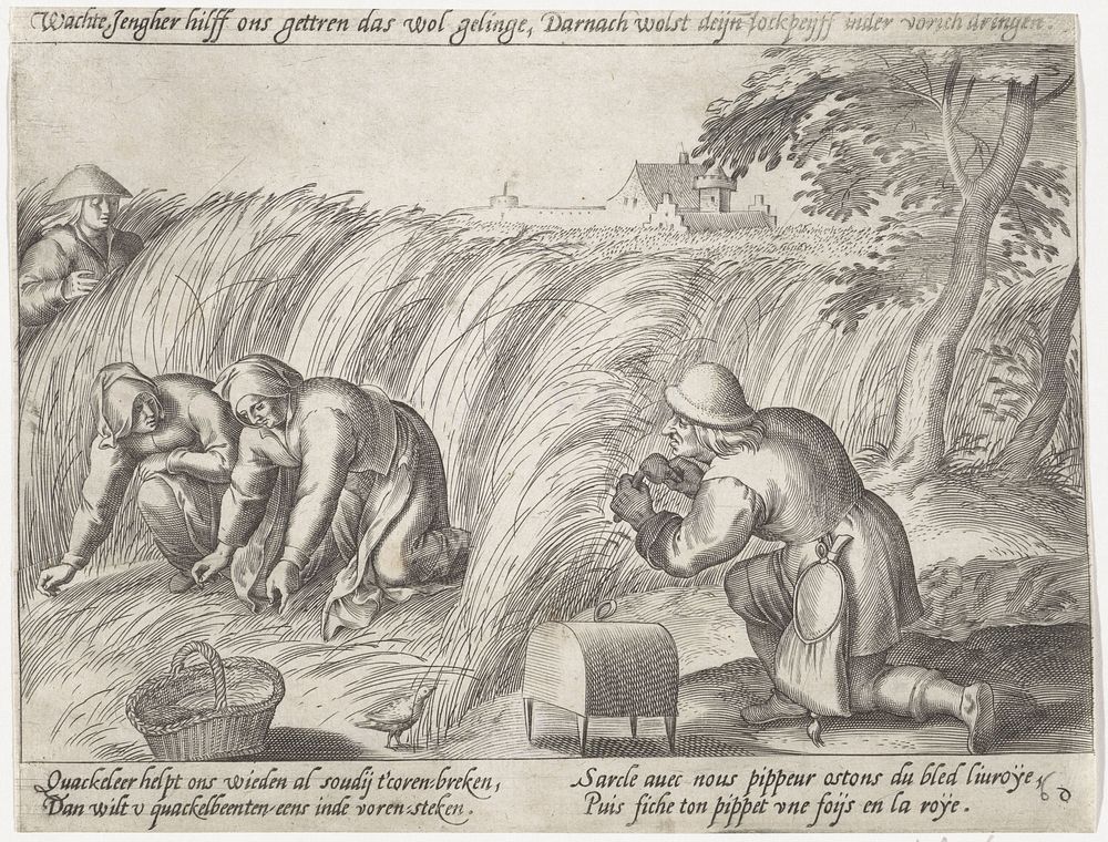 Onkruid wieden op het land (1565 - before 1604) by Antonie Wierix II, Johannes Wierix, Marten van Cleve I, Willem van Haecht…