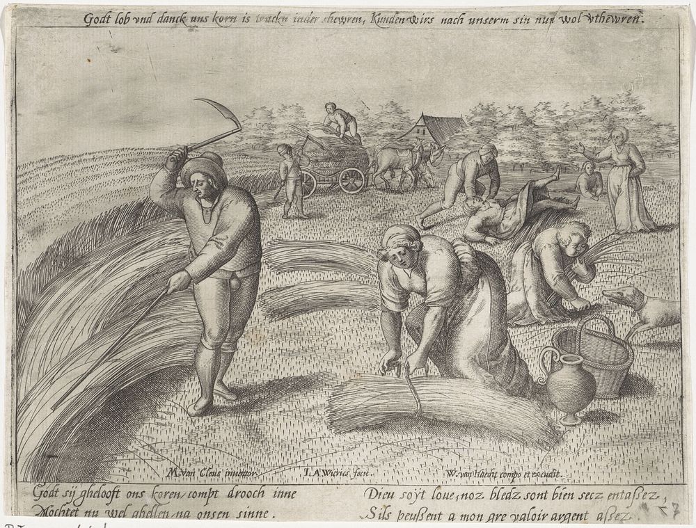 De oogst (1565 - before 1604) by Antonie Wierix II, Johannes Wierix, Marten van Cleve I, Willem van Haecht I, Willem van…