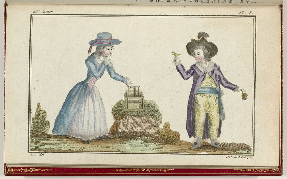 Cabinet des Modes ou les Modes Nouvelles, 15 Octobre 1786, pl. I (1786) by A B Duhamel, B and Buisson