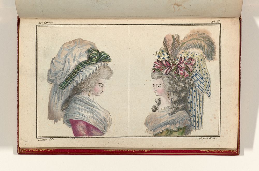 Cabinet des Modes ou les Modes Nouvelles, 15 Octobre 1786, pl. II (1786) by A B Duhamel, B and Buisson