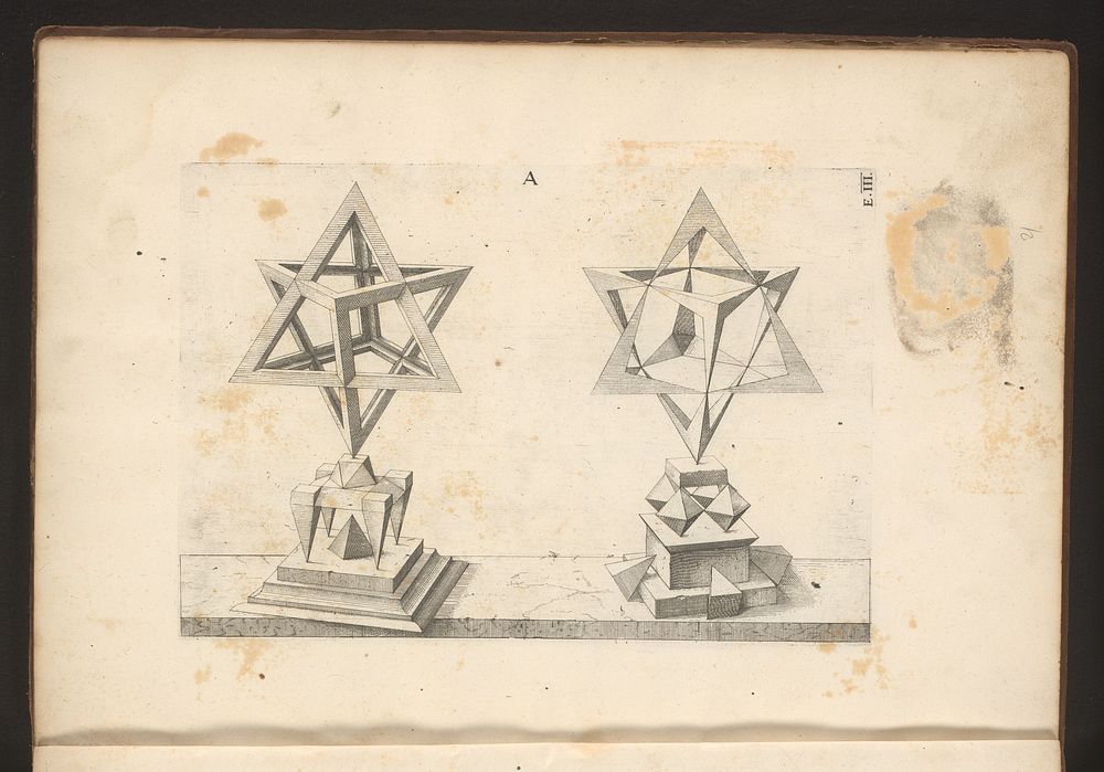 Twee veelvlakken met een tetraëder als uitgangspunt (1568) by Jost Amman, Wenzel Jamnitzer and Wenzel Jamnitzer
