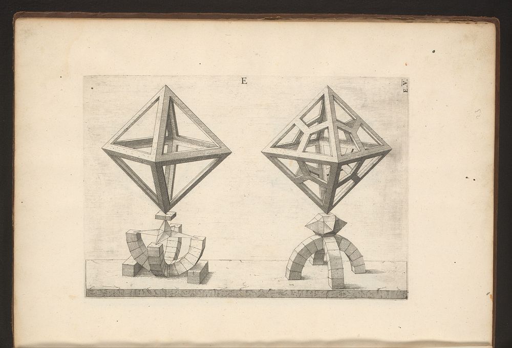 Twee veelvlakken met een octaëder als uitgangspunt (1568) by Jost Amman, Wenzel Jamnitzer and Wenzel Jamnitzer