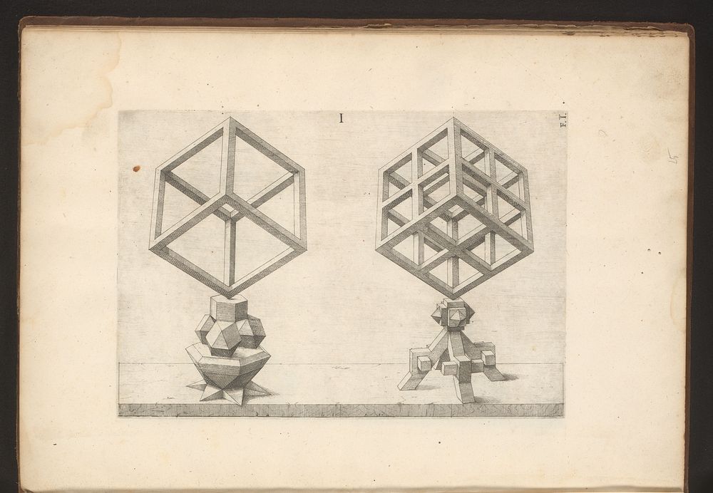 Twee veelvlakken met een hexaëder als uitgangspunt (1568) by Jost Amman, Wenzel Jamnitzer and Wenzel Jamnitzer
