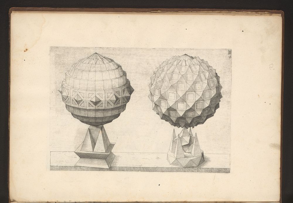 Twee veelvlakken met een bol als uitgangspunt (1568) by Jost Amman, Wenzel Jamnitzer and Wenzel Jamnitzer