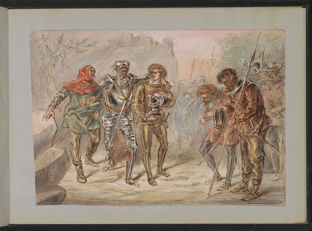 Terugkeer van een gewonde soldaat (c. 1854 - c. 1887) by Alexander Ver Huell